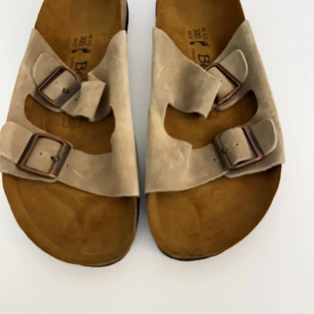 Birkenstock Betula Arizona Classic Two Buckle Slides Brown/Taupe 46 / M13